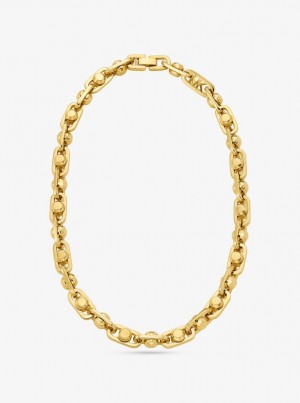 Coliere Dama Michael Kors Astor Large Precious Metal-Plated Brass Link Necklace Aurii | 67UTFCWEN