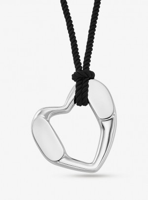 Coliere Dama Michael Kors Precious Metal-Plated Brass Heart Necklace Argintii | 32YFMBUSN