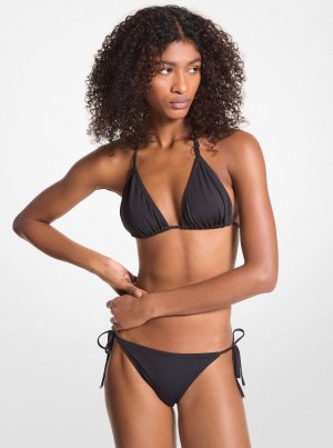 Costume de Baie Dama Michael Kors Stretch Nylon Triangle Bikini Top Negrii | 64RAKIBMD