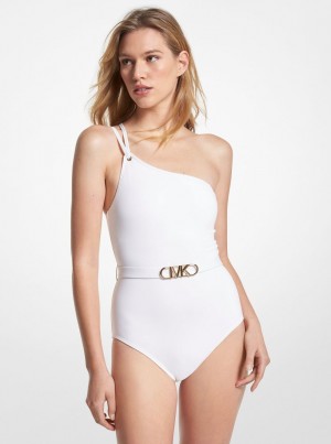 Costume de Baie Dama Michael Kors Stretch Nylon Belted One-Shoulder Swimsuit Albi | 90KAMXVRU