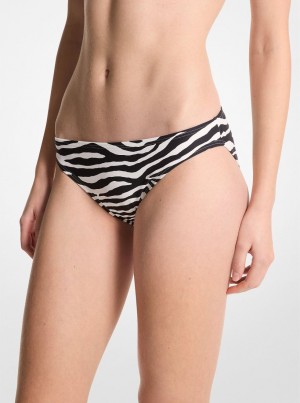 Costume de Baie Dama Michael Kors Zebra Print Bikini Bottom Negrii | 67KNRXWOY