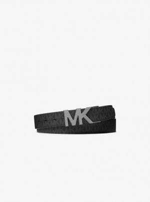 Curea Barbati Michael Kors Reversible Logo and Leather Belt Negrii | 87LHAPSIB