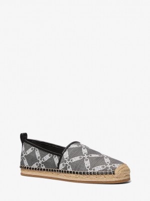 Espadrile Barbati Michael Kors Owen Empire Logo Jacquard Espadrille Negrii | 73IAQWJXU