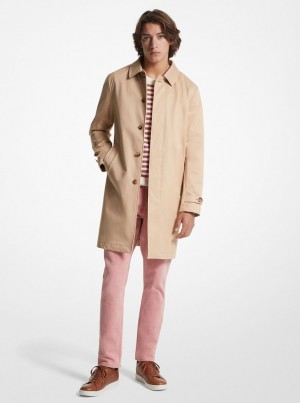 Geaca Barbati Michael Kors Cotton Blend Balmacaan Coat Buff | 50CAIGHPM