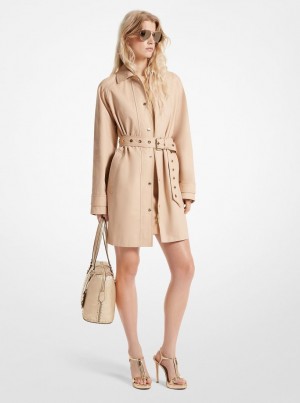Geaca Dama Michael Kors Cotton Twill Trench Coat Buff | 23DSZJEUX