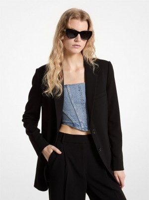Geaca Dama Michael Kors Crepe Boyfriend Blazer Negrii | 18SQCTJZP