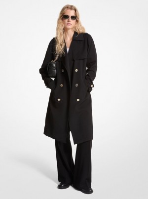 Geaca Dama Michael Kors Draped Woven Trench Coat Negrii | 15XURJTGQ