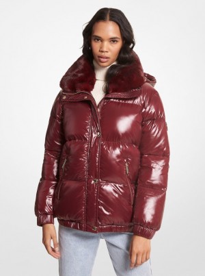 Geaca Dama Michael Kors Faux Fur-Trim Quilted Nylon Puffer Jacket Visinii | 62FHKENYW
