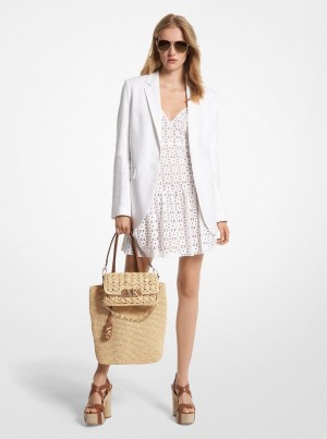Geaca Dama Michael Kors Linen Blend Boyfriend Blazer Albi | 81SBYHRLG