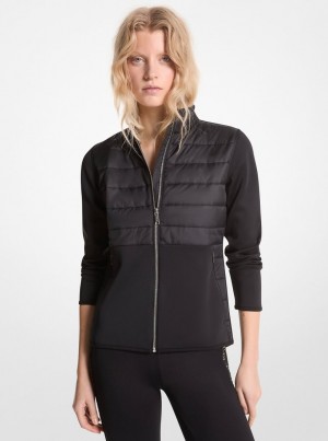 Geaca Dama Michael Kors Mixed-Media Jacket Negrii | 12RUYVXNO