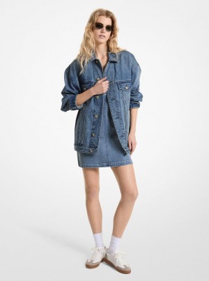 Geaca Dama Michael Kors Oversized Denim Jacket Albastri Albastru Deschis | 26QSLZXPR