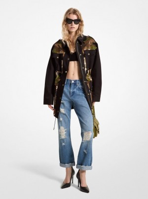 Geaca Dama Michael Kors Sequined Camouflage Stretch Organic Cotton Anorak Negrii | 81JDCZSHP