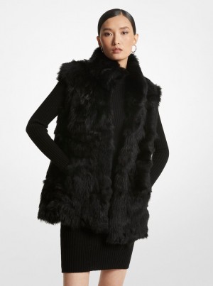 Geaca Dama Michael Kors Shearling Vest Negrii | 91FDONIVG