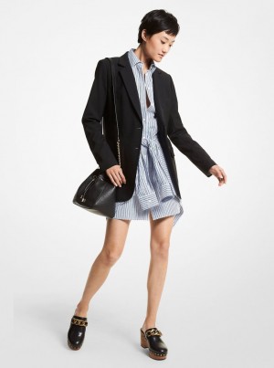 Geaca Dama Michael Kors Stretch Wool Boyfriend Blazer Negrii | 45TMUGEBS