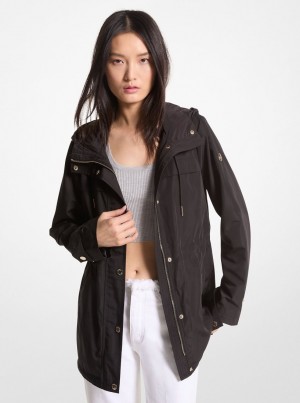 Geaca Dama Michael Kors Woven Hooded Anorak Negrii | 90BGNQRMY