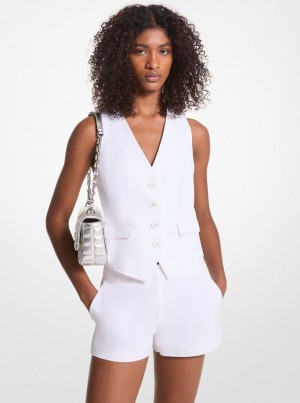 Geaca Dama Michael Kors Woven Vest Albi | 87REVOHAZ