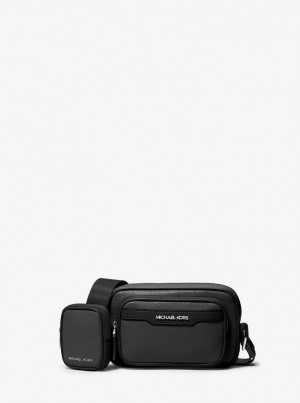 Geanta Crossbody Barbati Michael Kors Cooper Pebbled Leather Camera Bag Negrii | 68MENUZBS