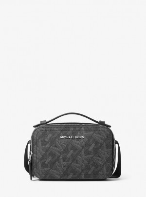Geanta Crossbody Barbati Michael Kors Hudson Empire Signature Logo Crossbody Bag Negrii | 09SIJYATX
