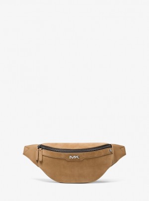 Geanta Crossbody Barbati Michael Kors Varick Small Suede Belt Bag Maro | 79PJNAKTY