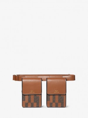 Geanta Crossbody Dama Michael Kors ASHYA X MICHAEL KORS Saga Signature And Leather Multi Bag Maro Colorati | 54BWOSQPY