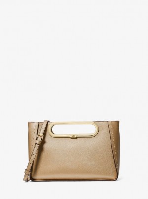 Geanta Crossbody Dama Michael Kors Chelsea Large Metallic Saffiano Leather Convertible Crossbody Bag Aurii | 76CHWLSKU