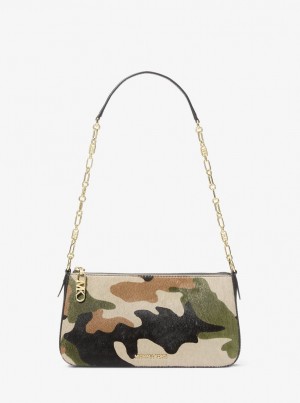Geanta Crossbody Dama Michael Kors Empire Medium Camouflage Print Calf Hair Chain-Link Pochette Masline Verzi Colorati | 83XOBZQHK