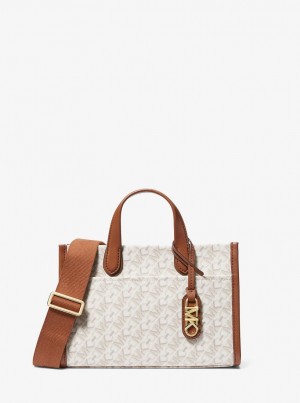 Geanta Crossbody Dama Michael Kors Gigi Small Empire Signature Logo Messenger Bag Galbeni Deschis | 71WGNVPRO