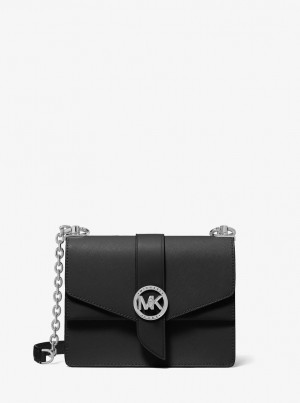 Geanta Crossbody Dama Michael Kors Greenwich Small Saffiano Leather Crossbody Bag Negrii | 72YXTVZDO