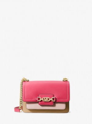 Geanta Crossbody Dama Michael Kors Heather Extra-Small Color-Block Leather Crossbody Bag Rosii | 67IXLKNBF