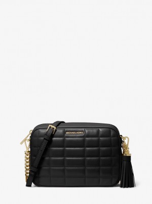 Geanta Crossbody Dama Michael Kors Jet Set Medium Quilted Leather Crossbody Bag Negrii | 72OZJULXM