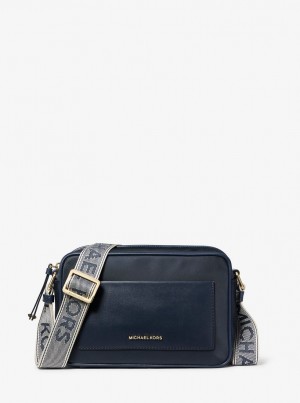 Geanta Crossbody Dama Michael Kors Jet Set Large Nylon Gabardine Crossbody Bag Bleumarin | 79QHGCDNW