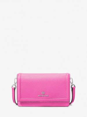 Geanta Crossbody Dama Michael Kors Jet Set Small Pebbled Leather Smartphone Convertible Crossbody Bag Roz | 15EVQXZCF