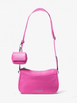 Geanta Crossbody Dama Michael Kors Jet Set Medium Nylon Crossbody Bag with Case for Apple AirPods Pro Roz | 25WYKCQNJ
