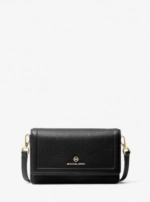 Geanta Crossbody Dama Michael Kors Jet Set Small Pebbled Leather Smartphone Convertible Crossbody Bag Negrii | 31EVHLTNP