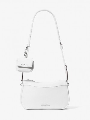Geanta Crossbody Dama Michael Kors Jet Set Medium Pebbled Leather Crossbody Bag with Case for Apple AirPods Pro Albi | 61QMXOAGI