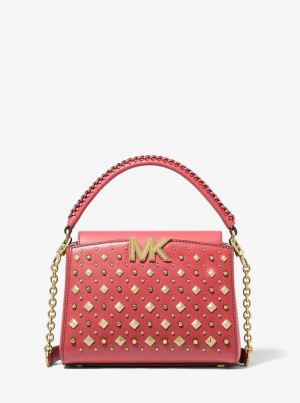 Geanta Crossbody Dama Michael Kors Karlie Graphic Logo Striped Leather Crossbody Bag Dahlia | 38ELDYNTW