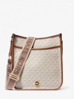 Geanta Crossbody Dama Michael Kors Luisa Large Signature Logo Messenger Bag Galbeni Deschis | 90FDSRELZ