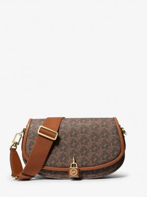 Geanta Crossbody Dama Michael Kors Mila Medium Empire Signature Logo Messenger Bag Maro | 72YBRZGVD