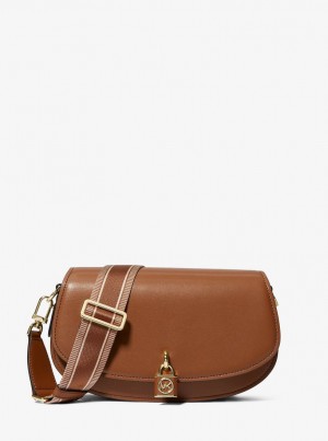 Geanta Crossbody Dama Michael Kors Mila Medium Leather Messenger Bag Luggage | 08LQEYMPR