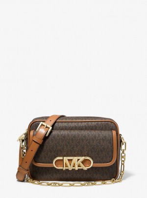 Geanta Crossbody Dama Michael Kors Parker Medium Logo Crossbody Bag Brn/Acorn | 49PJGVSAT