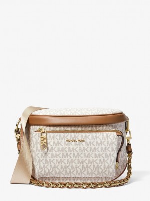 Geanta Crossbody Dama Michael Kors Slater Medium Signature Logo Sling Pack Galbeni Deschis | 89VFAOQIR