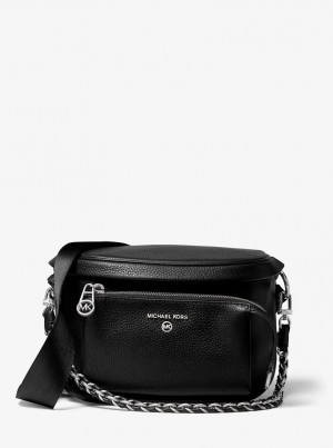 Geanta Crossbody Dama Michael Kors Slater Medium Pebbled Leather Sling Pack Negrii | 23GDXEKPZ