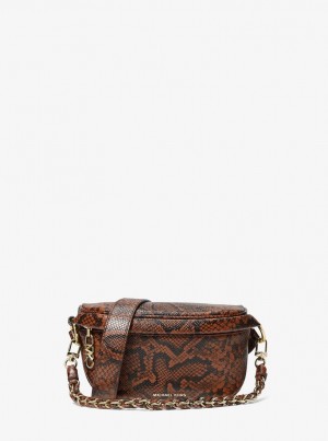 Geanta Crossbody Dama Michael Kors Slater Extra-Small Snake Embossed Leather Sling Pack Luggage | 29XOYDKPB