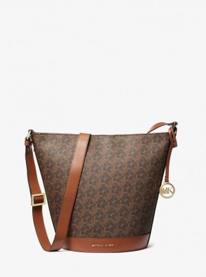 Geanta Crossbody Dama Michael Kors Townsend Medium Empire Signature Logo Messenger Bucket Bag Maro | 42NTUKMOE