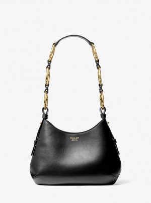 Geanta De Umar Dama Michael Kors Bardot Mini Leather Hobo Shoulder Bag Negrii | 67EBZAVLC