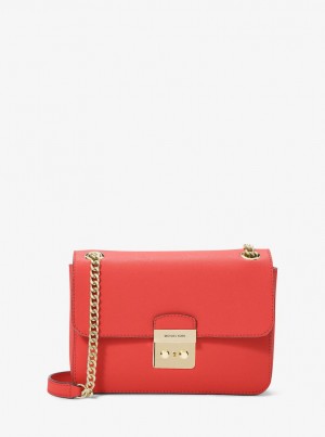 Geanta De Umar Dama Michael Kors Brandi Medium Saffiano Leather Shoulder Bag Sangria | 12RMVQDOS