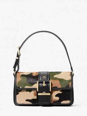 Geanta De Umar Dama Michael Kors Colby Medium Camouflage Print Calf Hair Shoulder Bag Masline Verzi Colorati | 04QJWTFCO