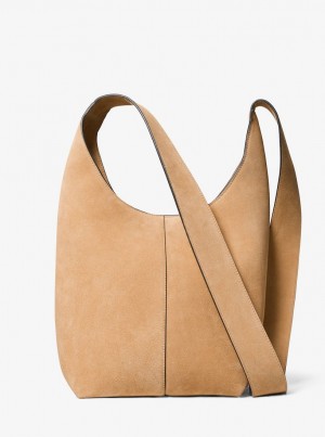Geanta De Umar Dama Michael Kors Dede Medium Suede Hobo Bag Maro | 69GLIDMVX
