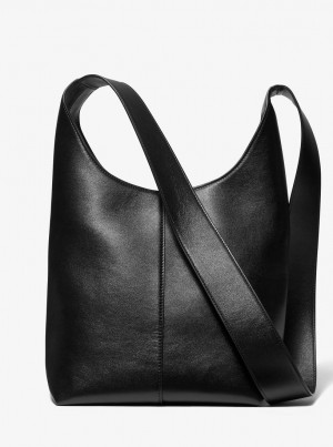 Geanta De Umar Dama Michael Kors Dede Medium Leather Hobo Bag Negrii | 16UPRMFQB