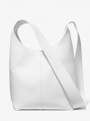 Geanta De Umar Dama Michael Kors Dede Medium Leather Hobo Bag Albi | 38OVMFHUW